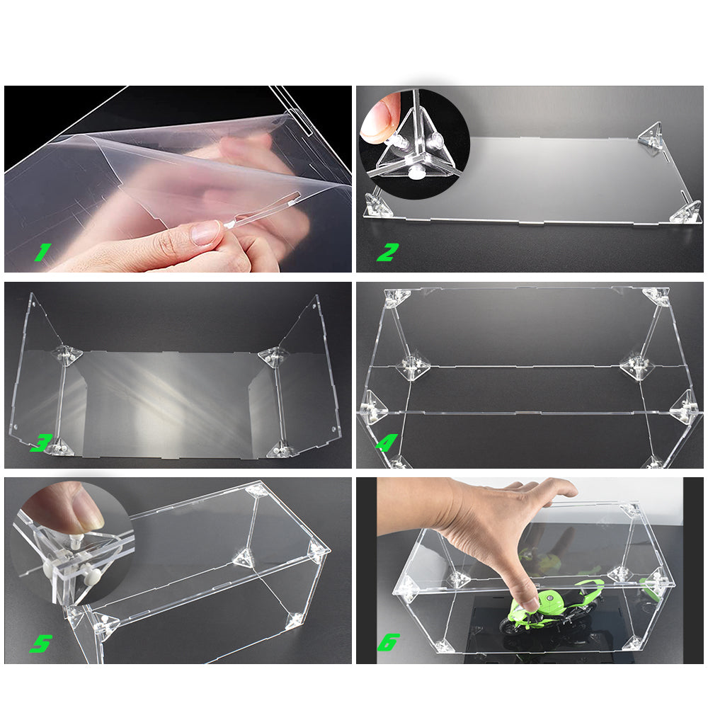 Acrylic Model Display Dustproof Box With Spotlight For Car Motorbike Model