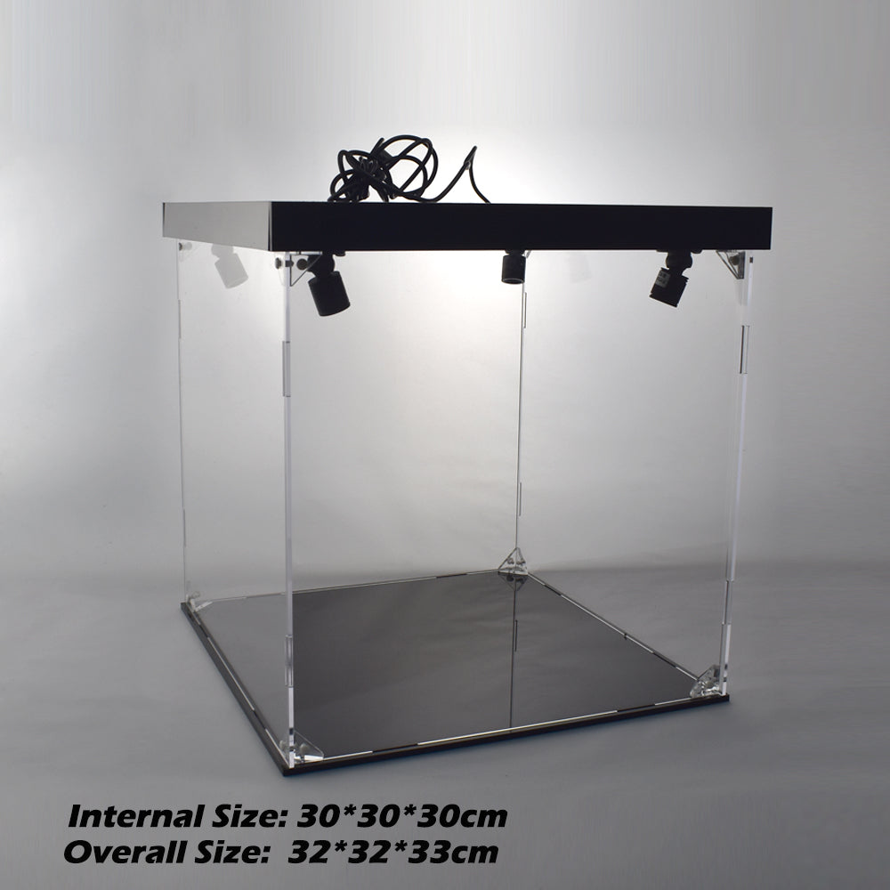 Acrylic Box Display Case With Spotlight Dustproof Showcase For Car Bike Model