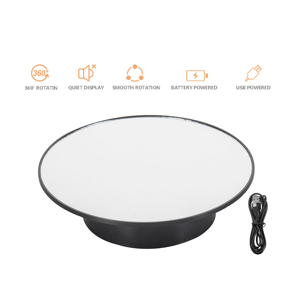 Black Rotary Turntable Mirror Top For Jewelry Watch Cosmetic Model Cars Display
