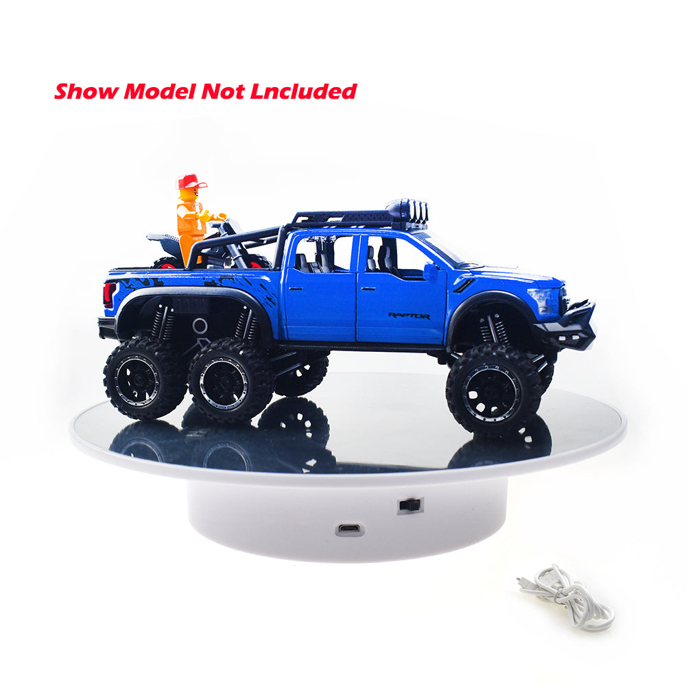 White Rotary Turntable Mirror Top 360° Rotary Display Stand For Toy Cars Display