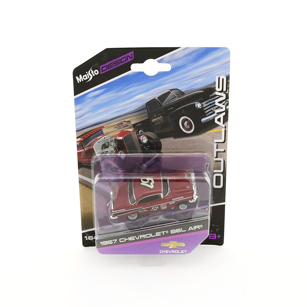 Maisto Licensed 1:64 Scale Design Chevrolet Bel Air 1957 Diecast Model Car Red