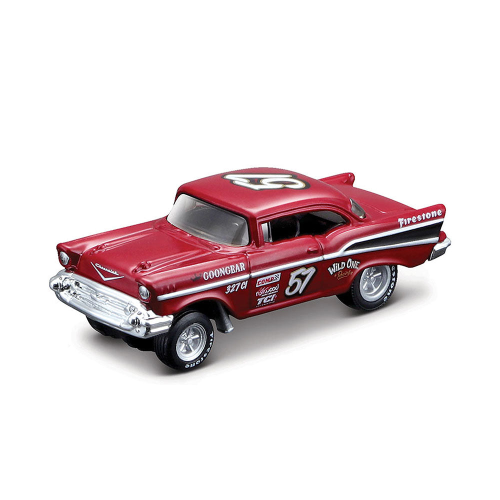 Maisto Licensed 1:64 Scale Design Chevrolet Bel Air 1957 Diecast Model Car Red
