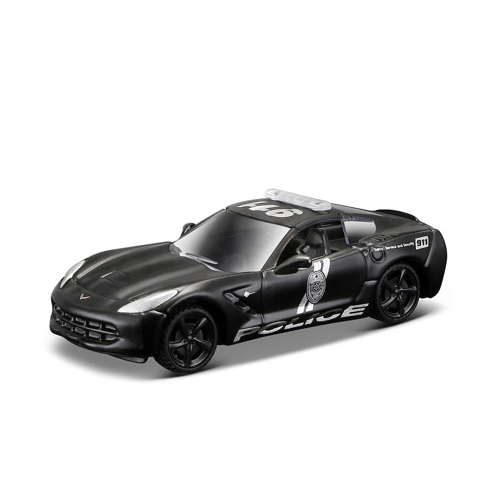 Maisto Licensed 1:64 Scale Design Corvette Stingray Coupe Police 2014 Diecast Model Car Black