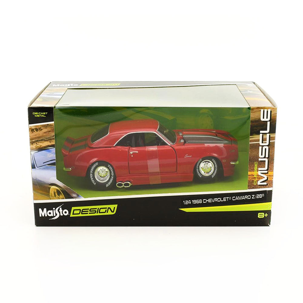 Maisto Licensed 1:24 Design Classic Muscle Chevrolet Camaro Z 28 1968 Diecast Model Car Red