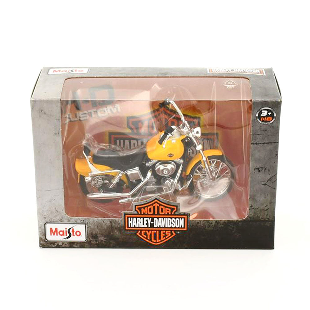 Maisto Licensed 1:18 Scale Harley Davidson Fxdwg Dyna Wide Glide 2001 Diecast Model Toy Yellow
