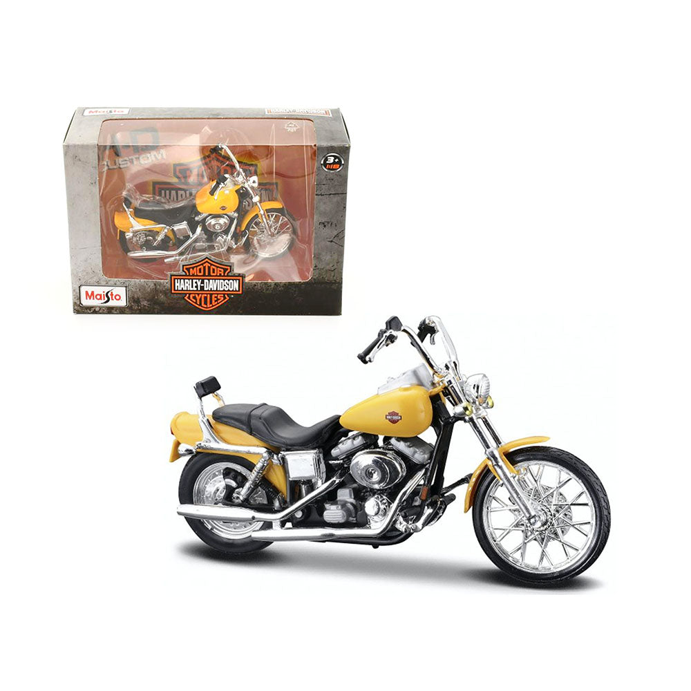 Maisto Licensed 1:18 Scale Harley Davidson Fxdwg Dyna Wide Glide 2001 Diecast Model Toy Yellow