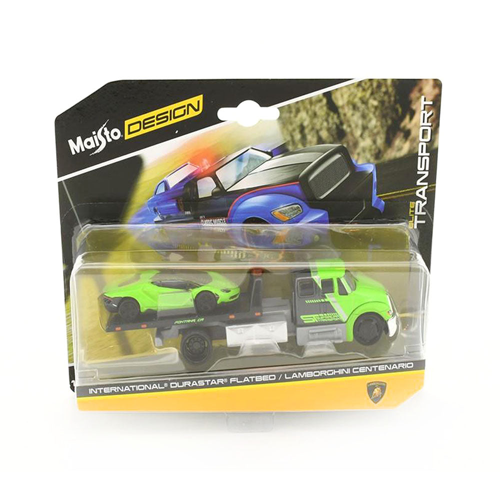 Maisto Licensed 1:64 Scale Elite Transport International Durastar Flatbed & Lamborghini Centenario Model Car