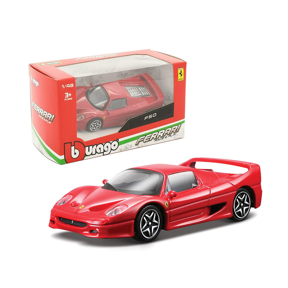 Bburago Licensed 1:43 Scale Race & Play Ferrari F50 Diecast Model Car Red
