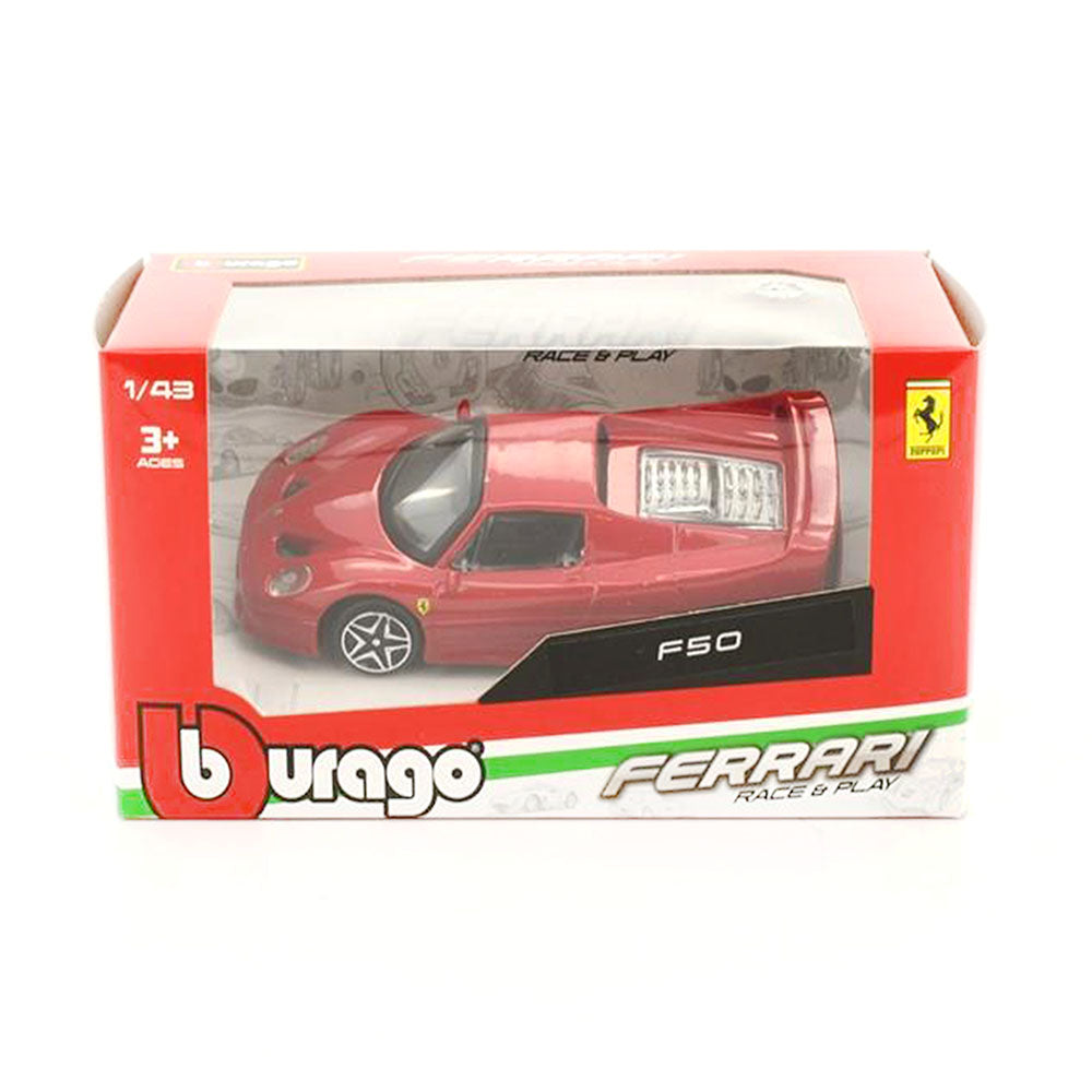 Bburago Licensed 1:43 Scale Race & Play Ferrari F50 Diecast Model Car Red