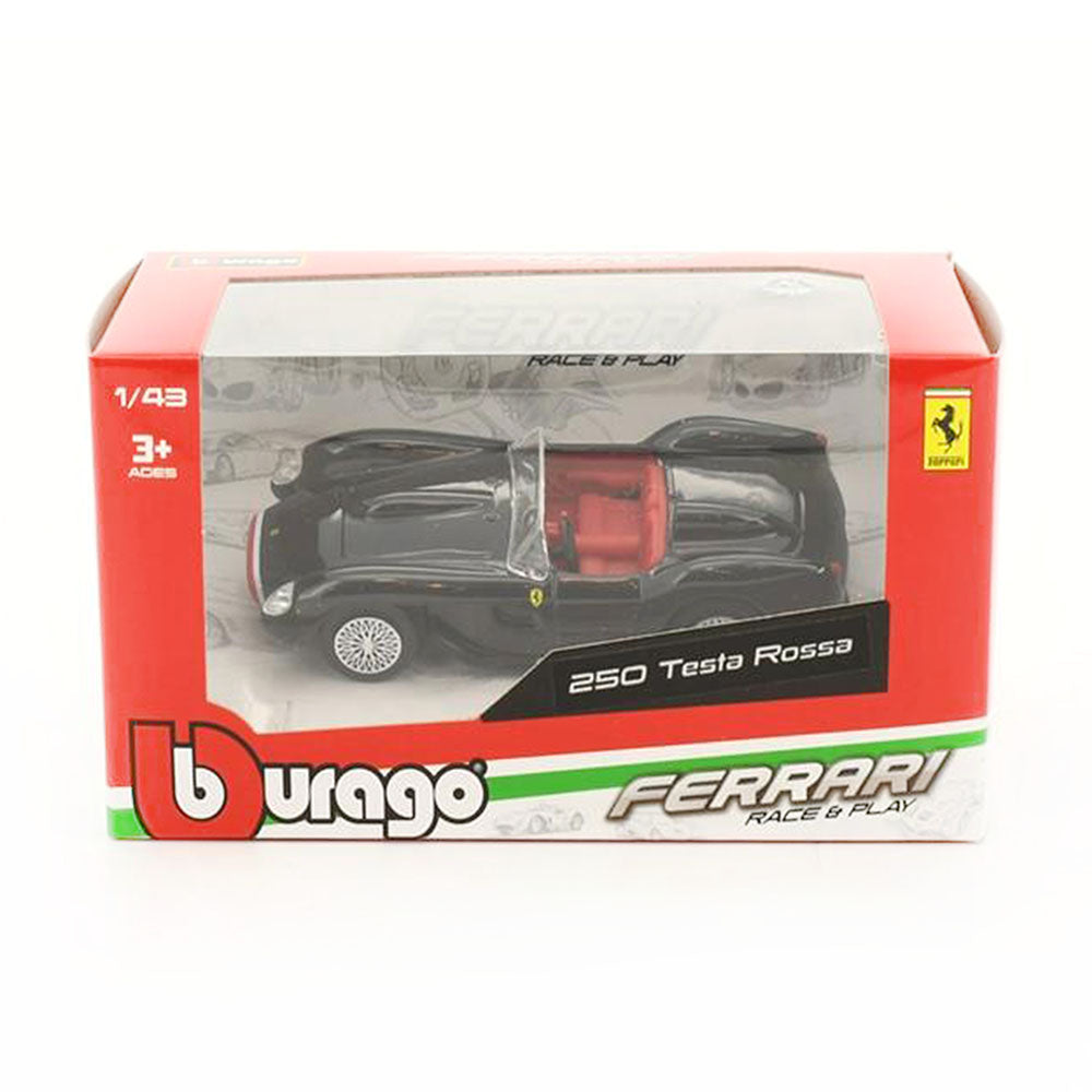 Bburago Licensed 1:43 Scale Race & Play Ferrari 250 Testa Rossa Diecast Model Car Black
