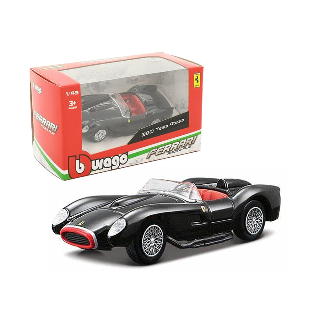 Bburago Licensed 1:43 Scale Race & Play Ferrari 250 Testa Rossa Diecast Model Car Black