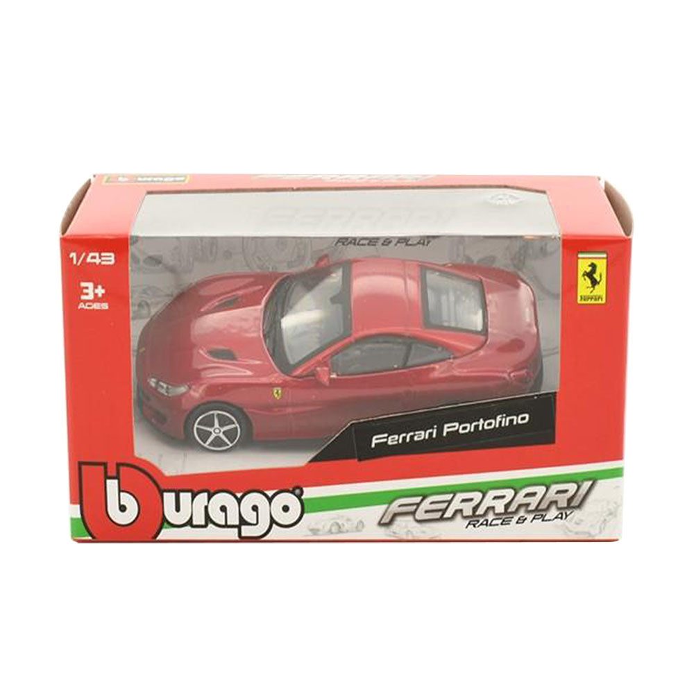 Bburago Licensed 1:43 Scale Race & Play Ferrari Portofino Diecast Model Car Red