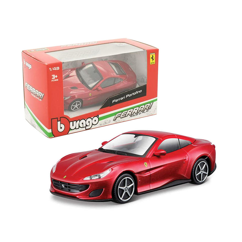 Bburago Licensed 1:43 Scale Race & Play Ferrari Portofino Diecast Model Car Red