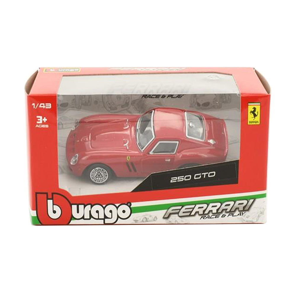 Bburago Licensed 1:43 Scale Race & Play Ferrari 250 GTO Diecast Model Car Red
