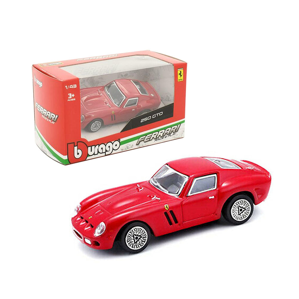 Bburago Licensed 1:43 Scale Race & Play Ferrari 250 GTO Diecast Model Car Red