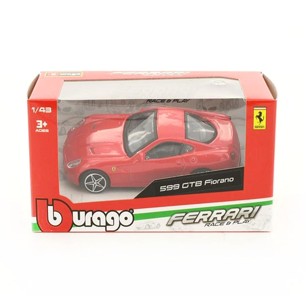 Bburago Licensed 1:43 Scale Race & Play Ferrari 599 GTB Fiorano Diecast Model Car Red