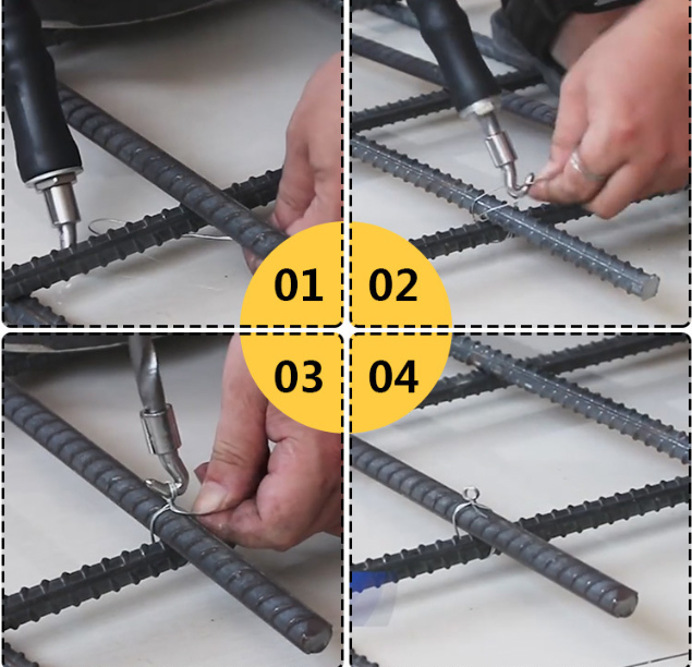 12' Twitcher Four Spiral Auto Wire Tie Twister Rebar Tying Bag Tyer 300mm