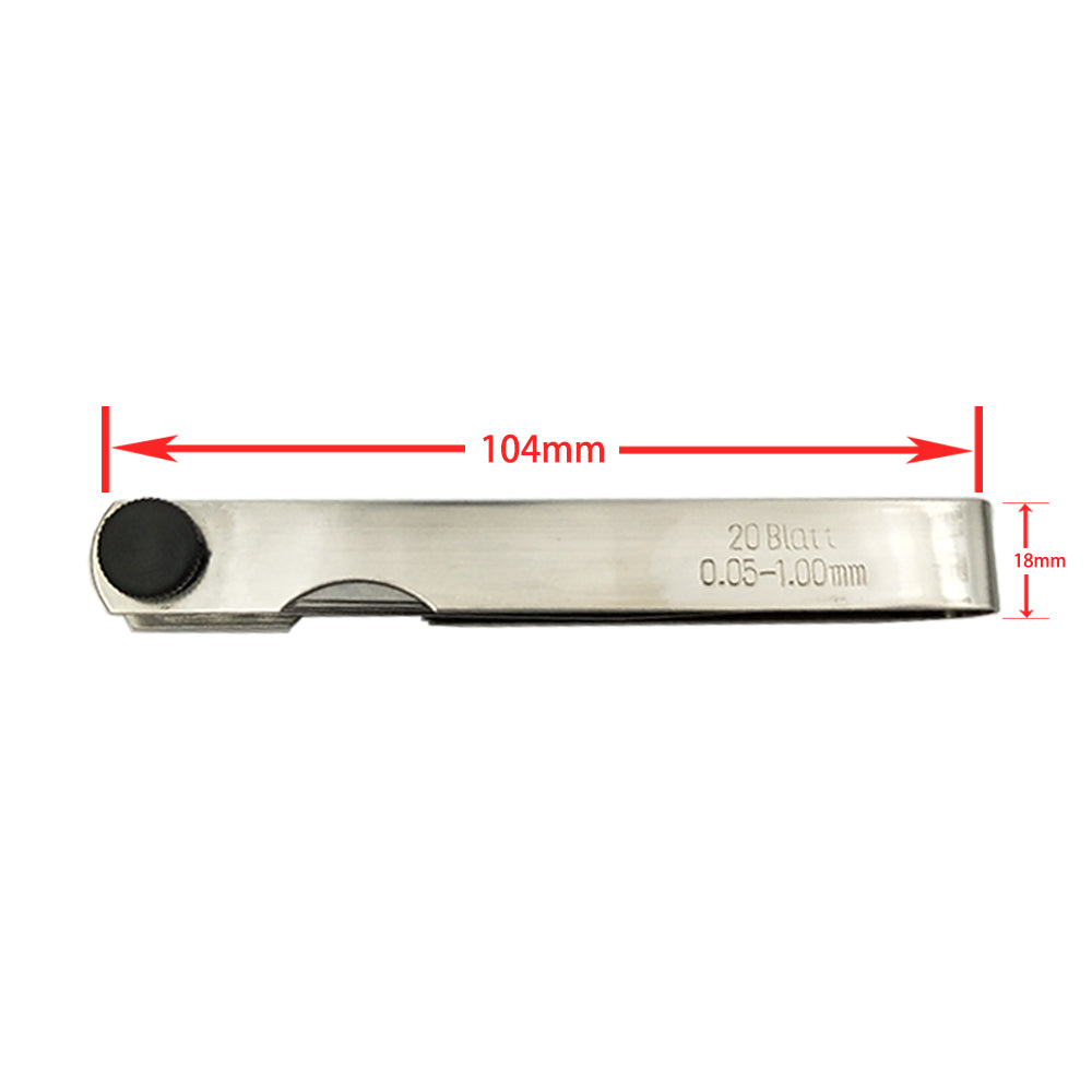 20 Blades Thickness Gap Metric Filler Feeler Gauge Measure Tools 0.05 To 1mm